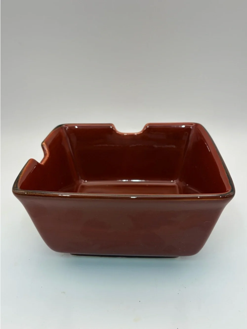 Vintage Pottery Barn Brown Ceramic Noodle Bowl 6” Square Ramen Dish Japan